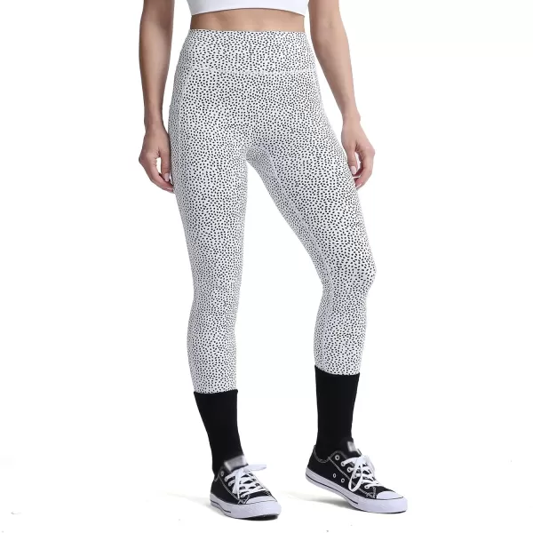 Aoxjox Trinity High Waisted Yoga Pants with Pockets for Women Tummy Control CrossWaist Crossover Workout Leggings 26B White Dot Print Regular Waistband