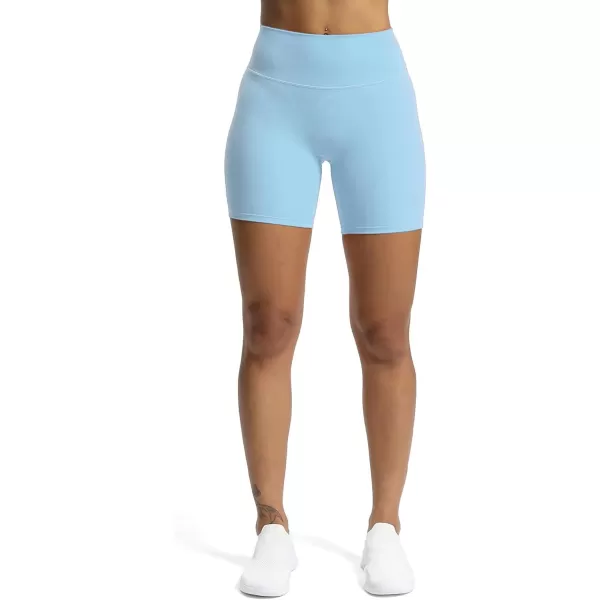 Aoxjox Trinity Workout Biker Shorts for Women Tummy Control High Waisted Exercise Athletic Gym Running Yoga Shorts 6quotAiry Blue