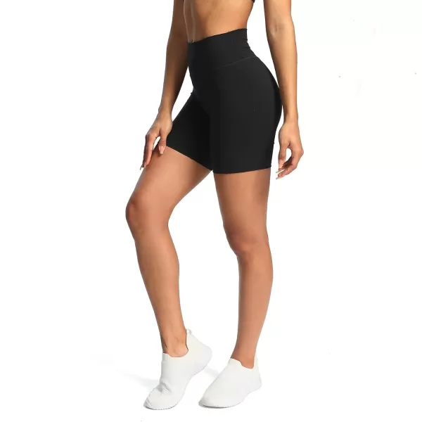 Aoxjox Trinity Workout Biker Shorts for Women Tummy Control High Waisted Exercise Athletic Gym Running Yoga Shorts 6quotBlack 3 Pieces Pack