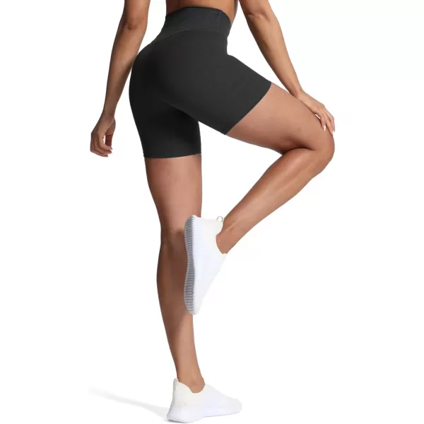 Aoxjox Trinity Workout Biker Shorts for Women Tummy Control High Waisted Exercise Athletic Gym Running Yoga Shorts 6quotBlack Marl