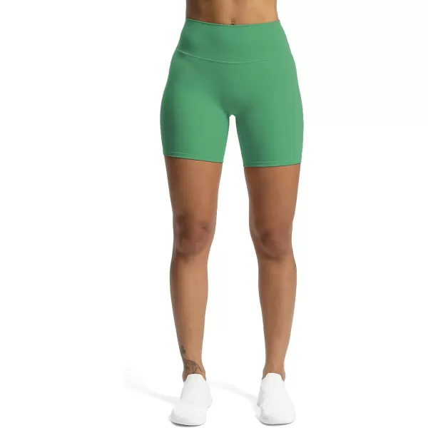 Aoxjox Trinity Workout Biker Shorts for Women Tummy Control High Waisted Exercise Athletic Gym Running Yoga Shorts 6quotBottle Green