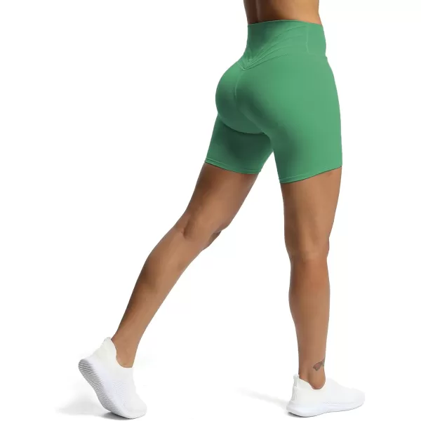 Aoxjox Trinity Workout Biker Shorts for Women Tummy Control High Waisted Exercise Athletic Gym Running Yoga Shorts 6quotBottle Green