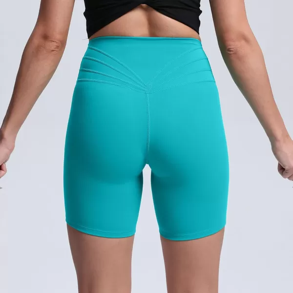 Aoxjox Trinity Workout Biker Shorts for Women Tummy Control High Waisted Exercise Athletic Gym Running Yoga Shorts 6quotCeramic Green