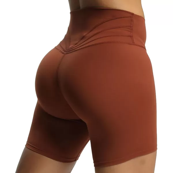Aoxjox Trinity Workout Biker Shorts for Women Tummy Control High Waisted Exercise Athletic Gym Running Yoga Shorts 6quotCherry Mahogany