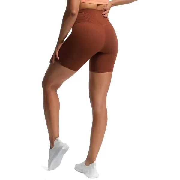 Aoxjox Trinity Workout Biker Shorts for Women Tummy Control High Waisted Exercise Athletic Gym Running Yoga Shorts 6quotCherry Mahogany Leopard Print