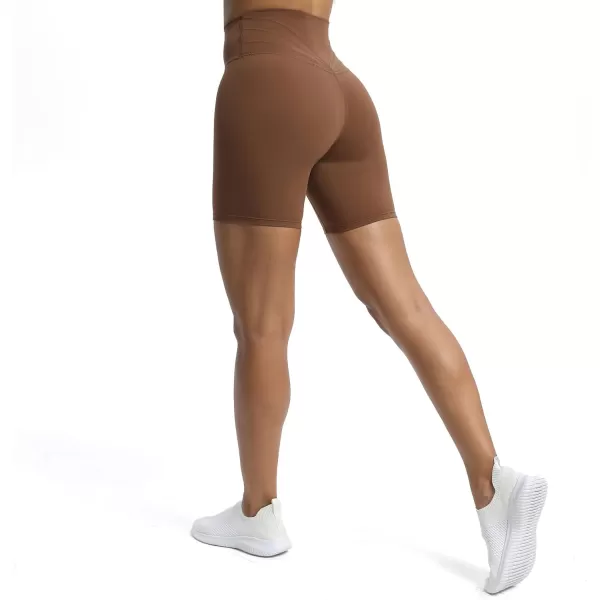 Aoxjox Trinity Workout Biker Shorts for Women Tummy Control High Waisted Exercise Athletic Gym Running Yoga Shorts 6quotDandelion Brown