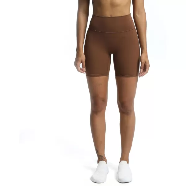 Aoxjox Trinity Workout Biker Shorts for Women Tummy Control High Waisted Exercise Athletic Gym Running Yoga Shorts 6quotDandelion Brown