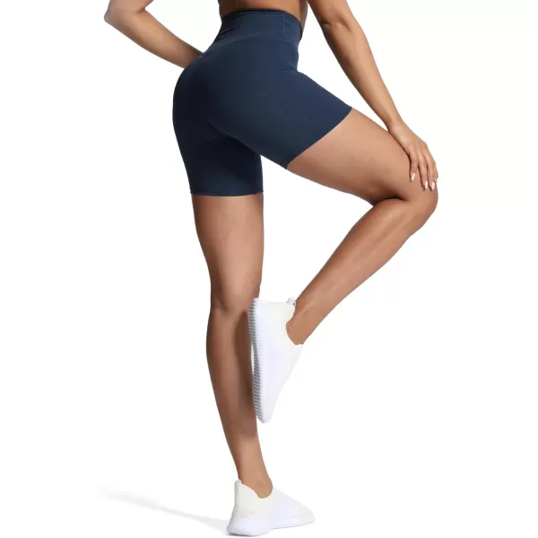 Aoxjox Trinity Workout Biker Shorts for Women Tummy Control High Waisted Exercise Athletic Gym Running Yoga Shorts 6quotDark Blue Marl