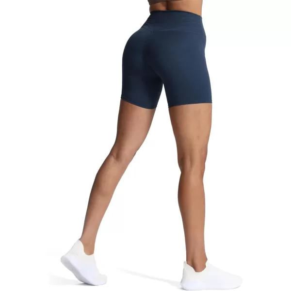 Aoxjox Trinity Workout Biker Shorts for Women Tummy Control High Waisted Exercise Athletic Gym Running Yoga Shorts 6quotDark Blue Marl