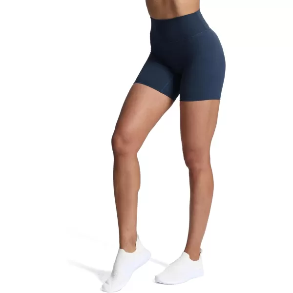 Aoxjox Trinity Workout Biker Shorts for Women Tummy Control High Waisted Exercise Athletic Gym Running Yoga Shorts 6quotDark Blue Marl