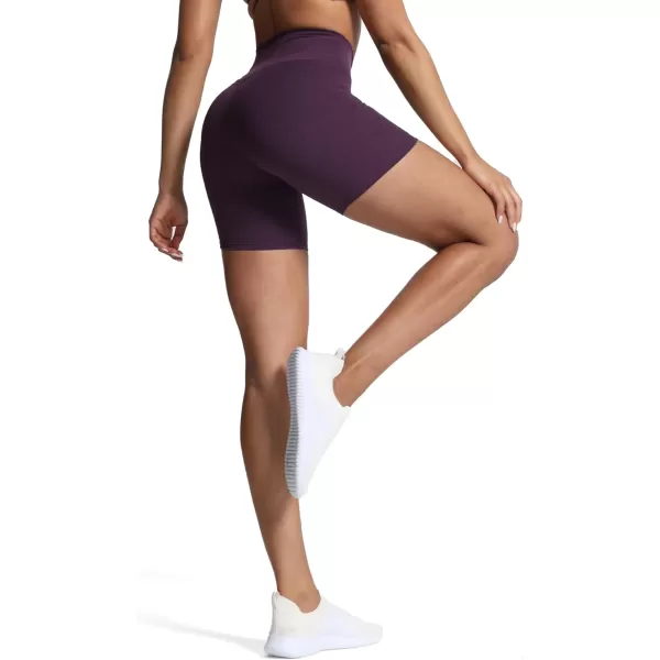 Aoxjox Trinity Workout Biker Shorts for Women Tummy Control High Waisted Exercise Athletic Gym Running Yoga Shorts 6quotDeep Purple Marl