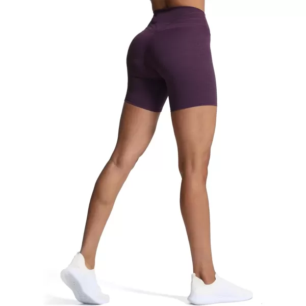 Aoxjox Trinity Workout Biker Shorts for Women Tummy Control High Waisted Exercise Athletic Gym Running Yoga Shorts 6quotDeep Purple Marl