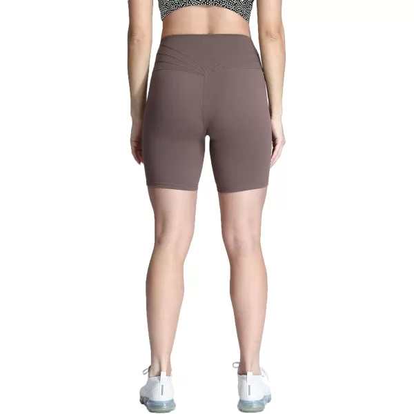 Aoxjox Trinity Workout Biker Shorts for Women Tummy Control High Waisted Exercise Athletic Gym Running Yoga Shorts 6quotFudge Coffee