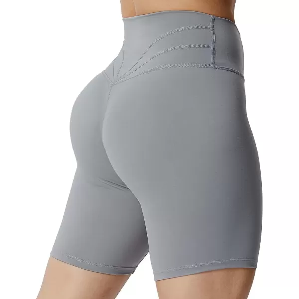 Aoxjox Trinity Workout Biker Shorts for Women Tummy Control High Waisted Exercise Athletic Gym Running Yoga Shorts 6quotGrey