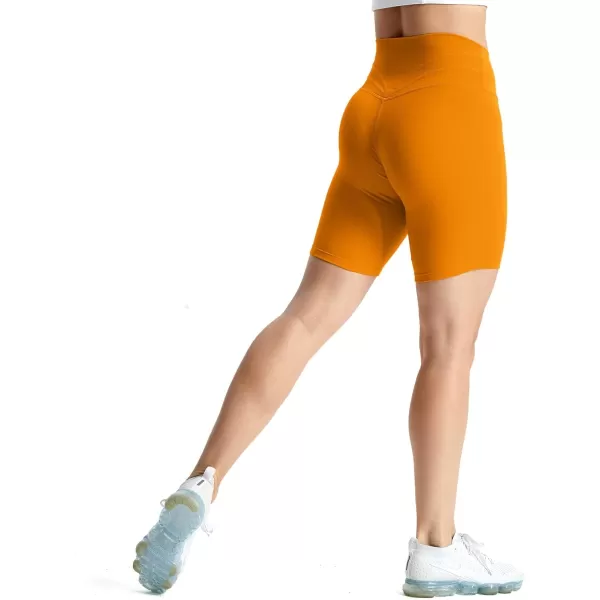 Aoxjox Trinity Workout Biker Shorts for Women Tummy Control High Waisted Exercise Athletic Gym Running Yoga Shorts 6quotHoney Ginger