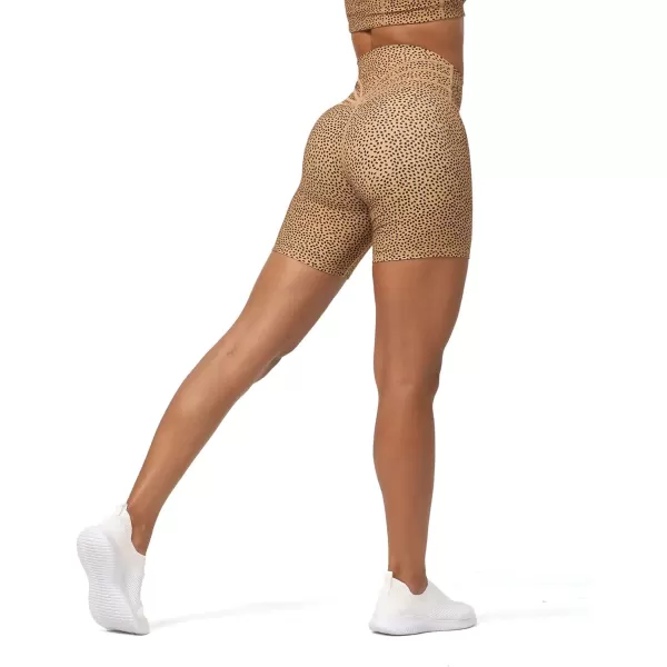 Aoxjox Trinity Workout Biker Shorts for Women Tummy Control High Waisted Exercise Athletic Gym Running Yoga Shorts 6quotIced Coffee Dot Print