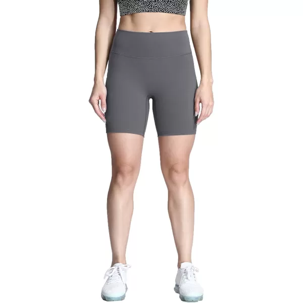 Aoxjox Trinity Workout Biker Shorts for Women Tummy Control High Waisted Exercise Athletic Gym Running Yoga Shorts 6quotIron Grey