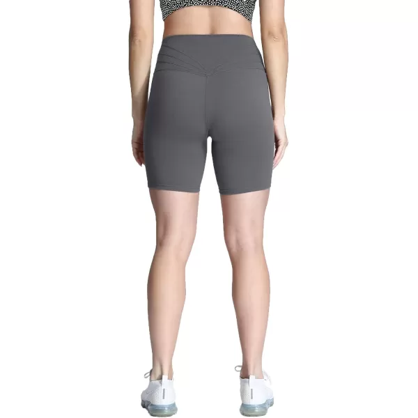 Aoxjox Trinity Workout Biker Shorts for Women Tummy Control High Waisted Exercise Athletic Gym Running Yoga Shorts 6quotIron Grey