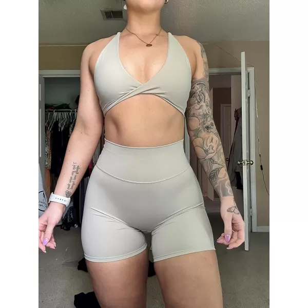 Aoxjox Trinity Workout Biker Shorts for Women Tummy Control High Waisted Exercise Athletic Gym Running Yoga Shorts 6quotMink