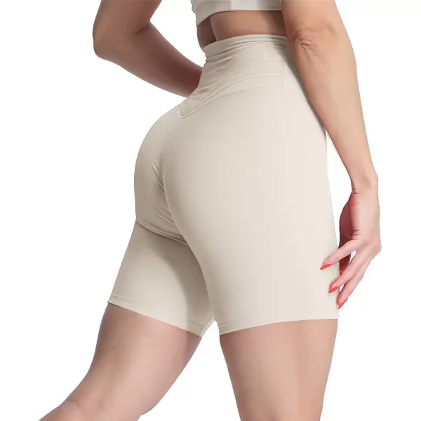 Aoxjox Trinity Workout Biker Shorts for Women Tummy Control High Waisted Exercise Athletic Gym Running Yoga Shorts 6quotMink
