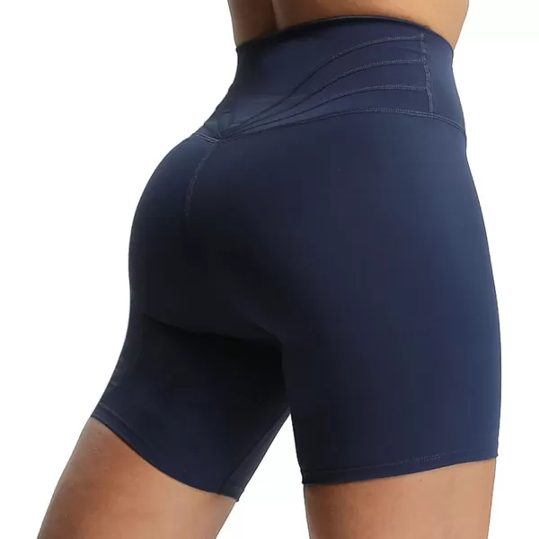 Aoxjox Trinity Workout Biker Shorts for Women Tummy Control High Waisted Exercise Athletic Gym Running Yoga Shorts 6quotNavy