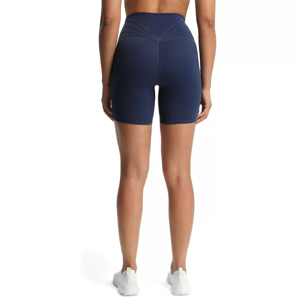 Aoxjox Trinity Workout Biker Shorts for Women Tummy Control High Waisted Exercise Athletic Gym Running Yoga Shorts 6quotNavy
