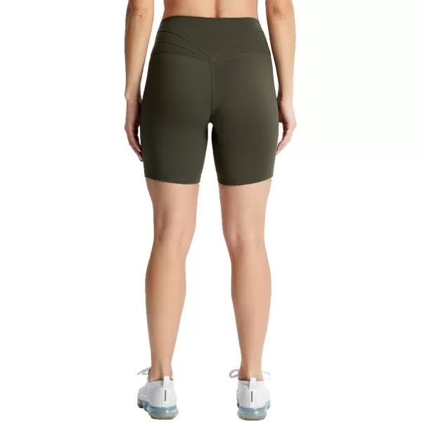 Aoxjox Trinity Workout Biker Shorts for Women Tummy Control High Waisted Exercise Athletic Gym Running Yoga Shorts 6quotOlive Green
