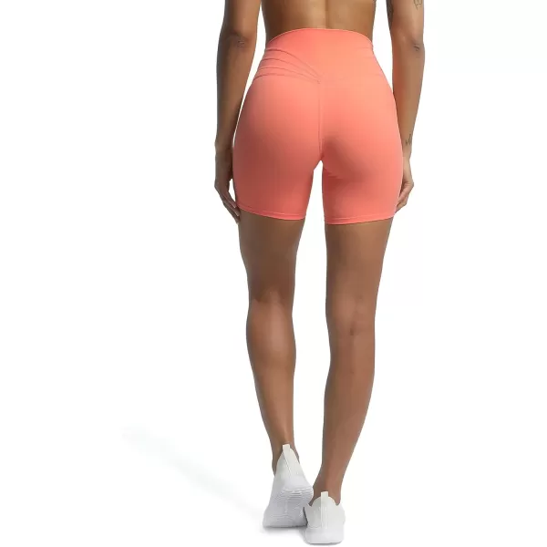 Aoxjox Trinity Workout Biker Shorts for Women Tummy Control High Waisted Exercise Athletic Gym Running Yoga Shorts 6quotPapayasee Through