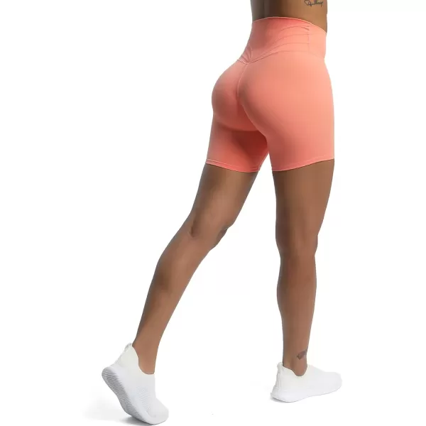 Aoxjox Trinity Workout Biker Shorts for Women Tummy Control High Waisted Exercise Athletic Gym Running Yoga Shorts 6quotPapayasee Through