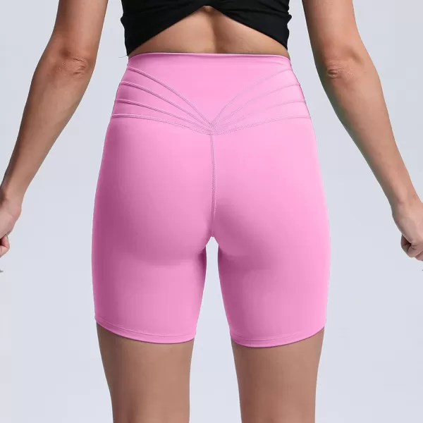 Aoxjox Trinity Workout Biker Shorts for Women Tummy Control High Waisted Exercise Athletic Gym Running Yoga Shorts 6quotPrism Pink