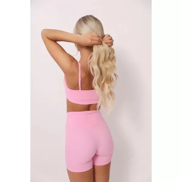 Aoxjox Trinity Workout Biker Shorts for Women Tummy Control High Waisted Exercise Athletic Gym Running Yoga Shorts 6quotPrism Pink