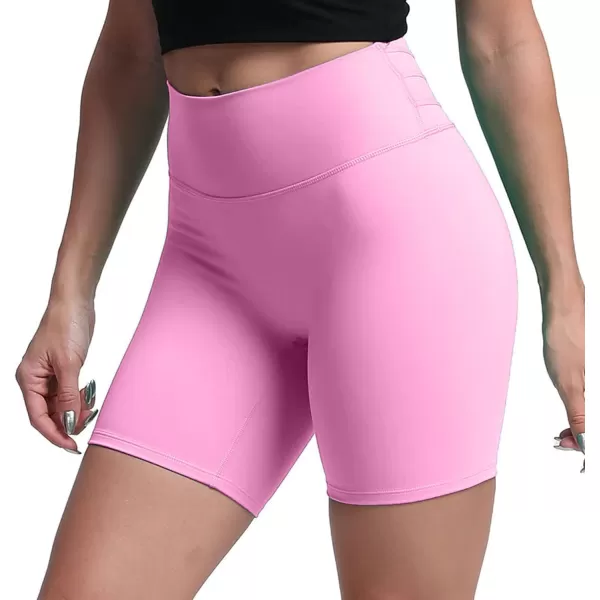 Aoxjox Trinity Workout Biker Shorts for Women Tummy Control High Waisted Exercise Athletic Gym Running Yoga Shorts 6quotPrism Pink
