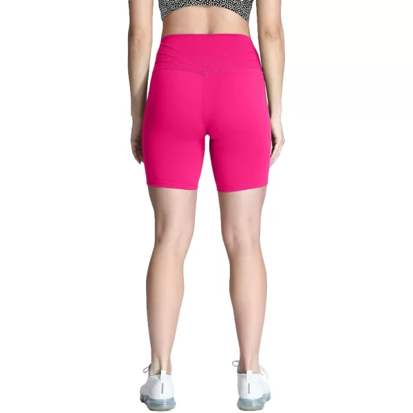 Aoxjox Trinity Workout Biker Shorts for Women Tummy Control High Waisted Exercise Athletic Gym Running Yoga Shorts 6quotRose Red