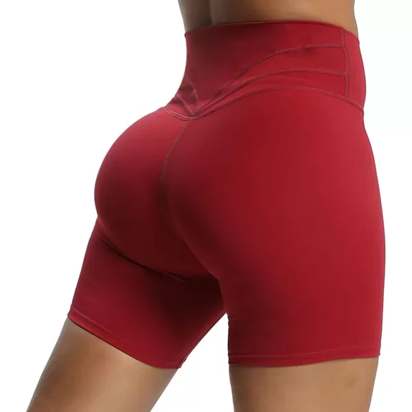 Aoxjox Trinity Workout Biker Shorts for Women Tummy Control High Waisted Exercise Athletic Gym Running Yoga Shorts 6quotRumba Red