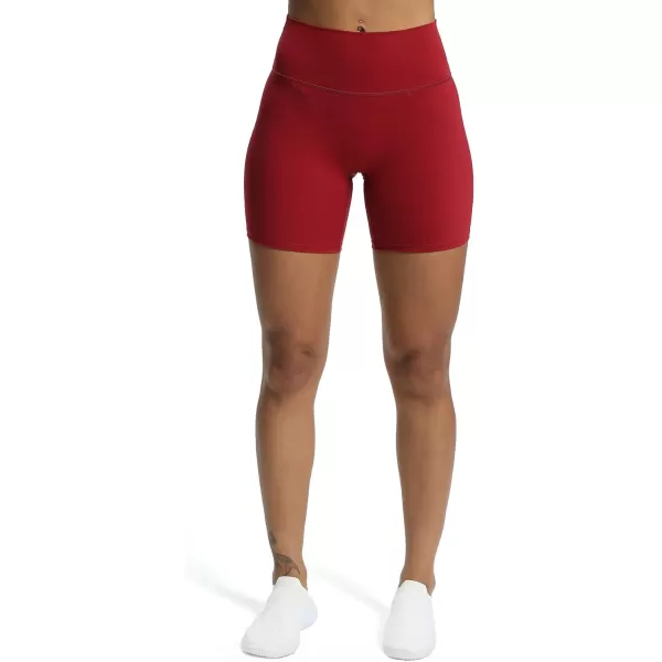 Aoxjox Trinity Workout Biker Shorts for Women Tummy Control High Waisted Exercise Athletic Gym Running Yoga Shorts 6quotRumba Red