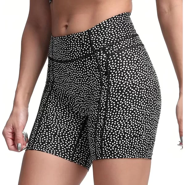 Aoxjox Trinity Workout Biker Shorts for Women Tummy Control High Waisted Exercise Athletic Gym Running Yoga Shorts 6quotScrunch 20 Black Dot Print