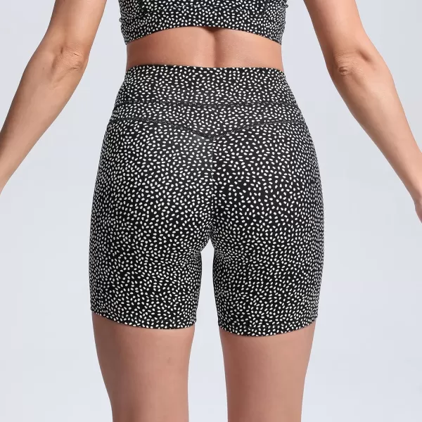 Aoxjox Trinity Workout Biker Shorts for Women Tummy Control High Waisted Exercise Athletic Gym Running Yoga Shorts 6quotScrunch 20 Black Dot Print