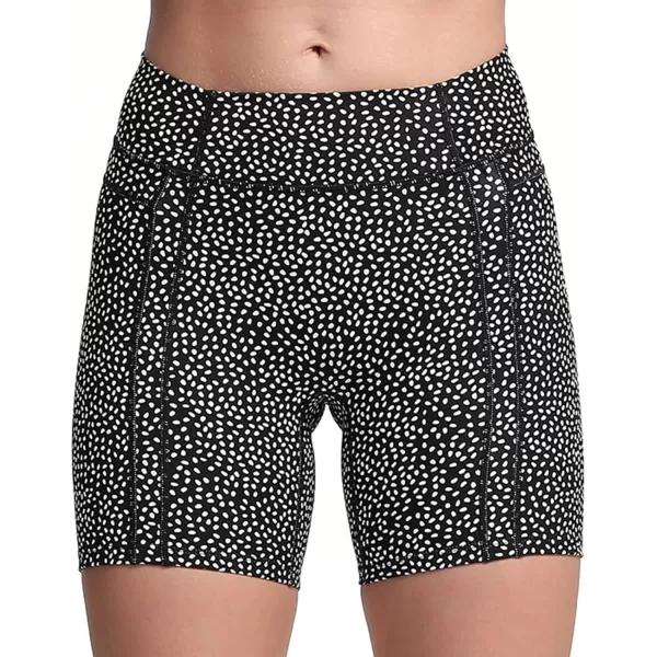 Aoxjox Trinity Workout Biker Shorts for Women Tummy Control High Waisted Exercise Athletic Gym Running Yoga Shorts 6quotScrunch 20 Black Dot Print