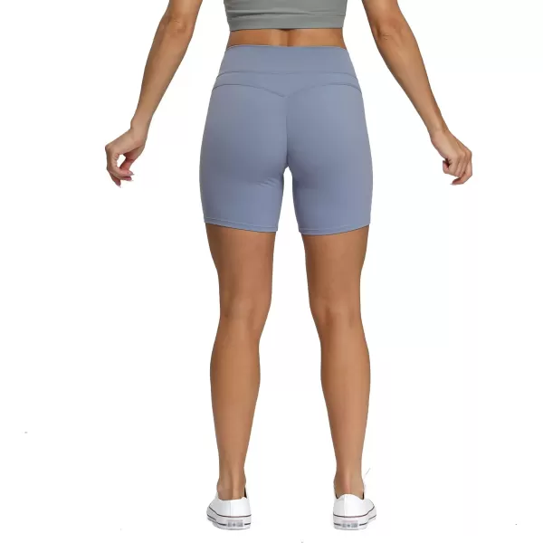 Aoxjox Trinity Workout Biker Shorts for Women Tummy Control High Waisted Exercise Athletic Gym Running Yoga Shorts 6quotScrunch 20 Lazuli