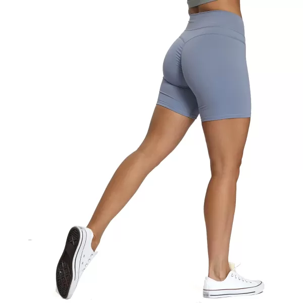 Aoxjox Trinity Workout Biker Shorts for Women Tummy Control High Waisted Exercise Athletic Gym Running Yoga Shorts 6quotScrunch 20 Lazuli