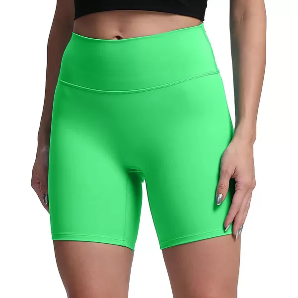 Aoxjox Trinity Workout Biker Shorts for Women Tummy Control High Waisted Exercise Athletic Gym Running Yoga Shorts 6quotSpring Bouquet Green