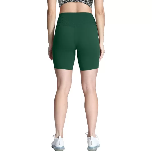 Aoxjox Trinity Workout Biker Shorts for Women Tummy Control High Waisted Exercise Athletic Gym Running Yoga Shorts 6quotStorm Green