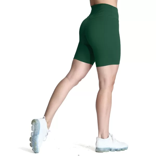 Aoxjox Trinity Workout Biker Shorts for Women Tummy Control High Waisted Exercise Athletic Gym Running Yoga Shorts 6quotStorm Green