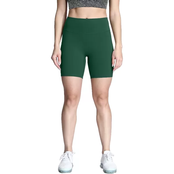 Aoxjox Trinity Workout Biker Shorts for Women Tummy Control High Waisted Exercise Athletic Gym Running Yoga Shorts 6quotStorm Green