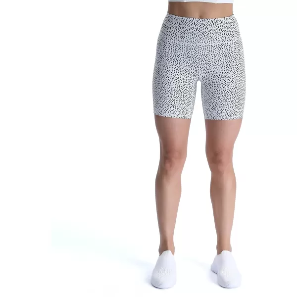 Aoxjox Trinity Workout Biker Shorts for Women Tummy Control High Waisted Exercise Athletic Gym Running Yoga Shorts 6quotWhite Dot Print