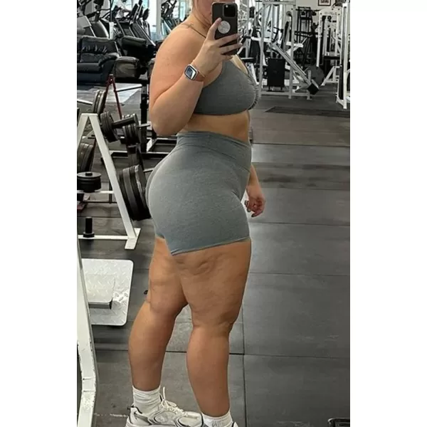 Aoxjox Trinity Workout Biker Shorts for Women Tummy Control High Waisted Exercise Athletic Gym Running Yoga Shorts 6quotWinds Grey Marl