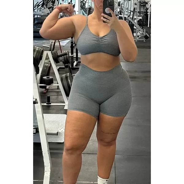 Aoxjox Trinity Workout Biker Shorts for Women Tummy Control High Waisted Exercise Athletic Gym Running Yoga Shorts 6quotWinds Grey Marl
