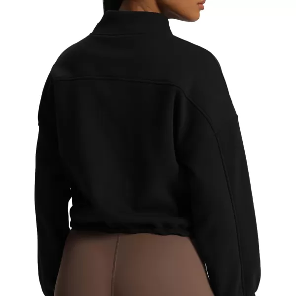 Aoxjox Womens Cotton Short Jacket with Fleece Oversized Warm Autumn Winter Long Sleeve Cloud JacketBlack
