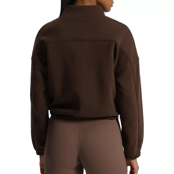 Aoxjox Womens Cotton Short Jacket with Fleece Oversized Warm Autumn Winter Long Sleeve Cloud JacketFudge Coffee