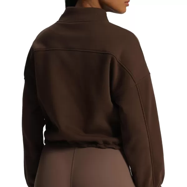 Aoxjox Womens Cotton Short Jacket with Fleece Oversized Warm Autumn Winter Long Sleeve Cloud JacketFudge Coffee